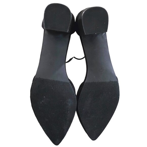 Daisy Fuentes Womens Black Lace Pointed-Toe Block Heels With Ankle Strap 8.5 - Picture 8 of 10